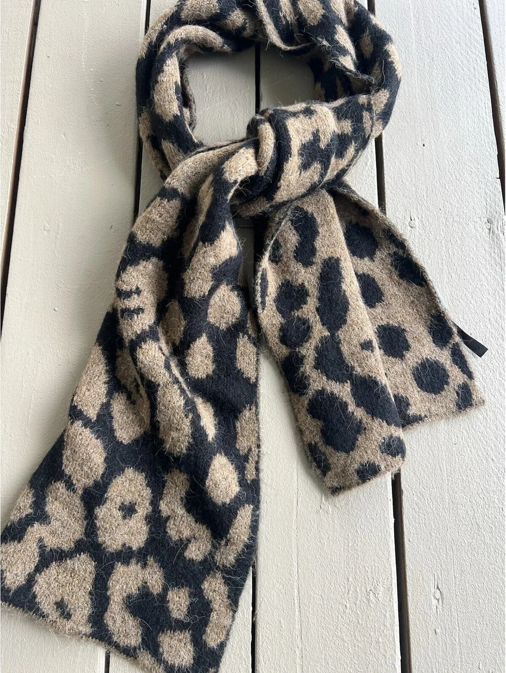 Anthropologie Leopard Print Scarf  Neutral Animal Print Wrap Soft Large Shawl.